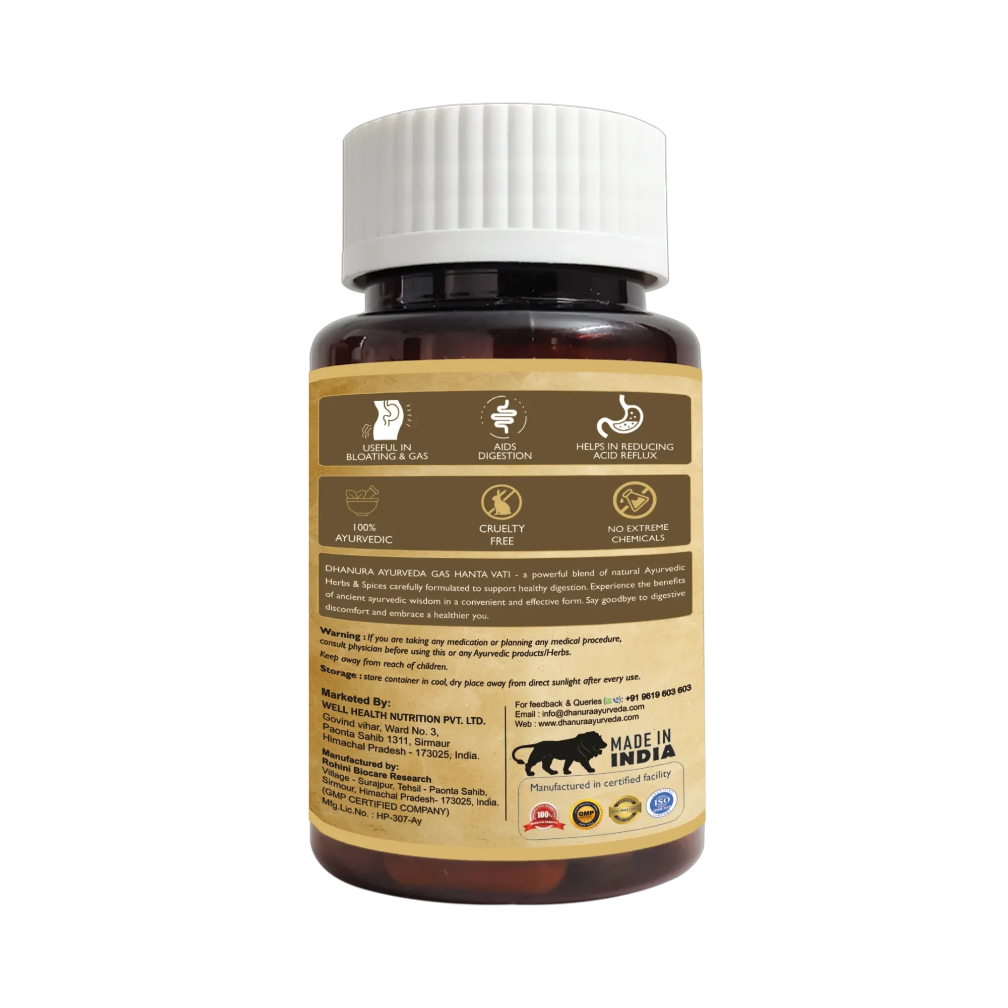 Dhanura Gas Hanta Vati - Ayurvedic Digestive Support for Gas, Acidity & Bloating.